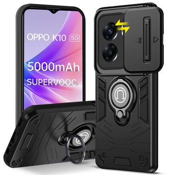 Ultra Rugged Armor Case with Rotating Ring Holder & Shutter Camera Protection Back Case For Oppo K10 5G