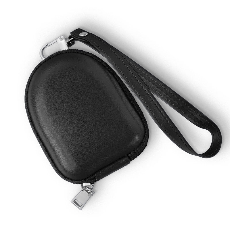 Elegant Leather Zipper Pouch with Wrist Strap, Compact and Stylish Carry Airpods Case