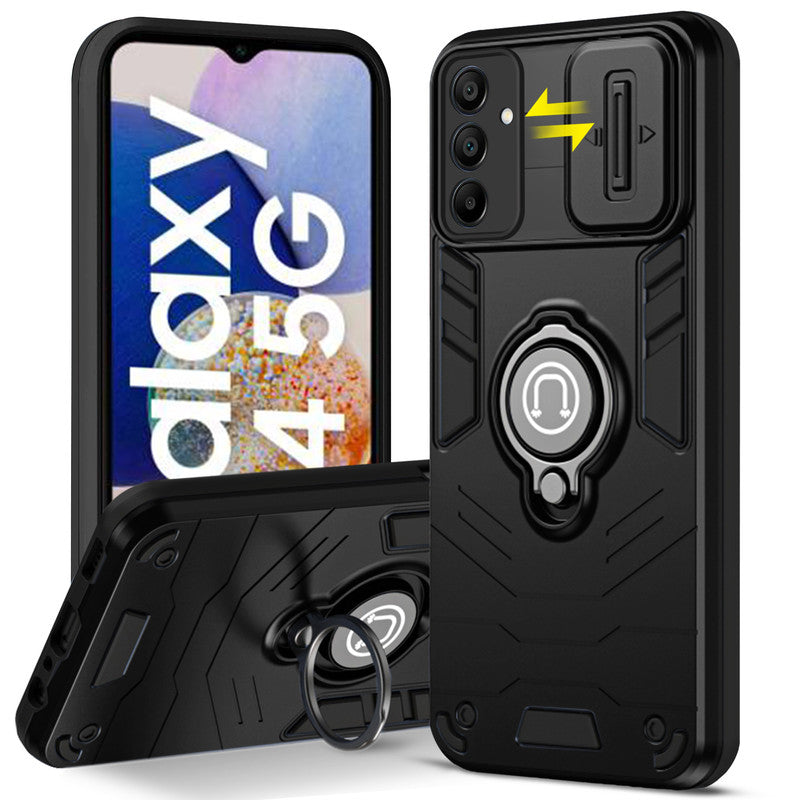 Ultra Rugged Armor Case with Rotating Ring Holder & Shutter Camera Protection Back Case For Samsung A14 5G