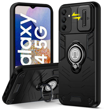 Ultra Rugged Armor Case with Rotating Ring Holder & Shutter Camera Protection Back Case For Samsung A14 5G