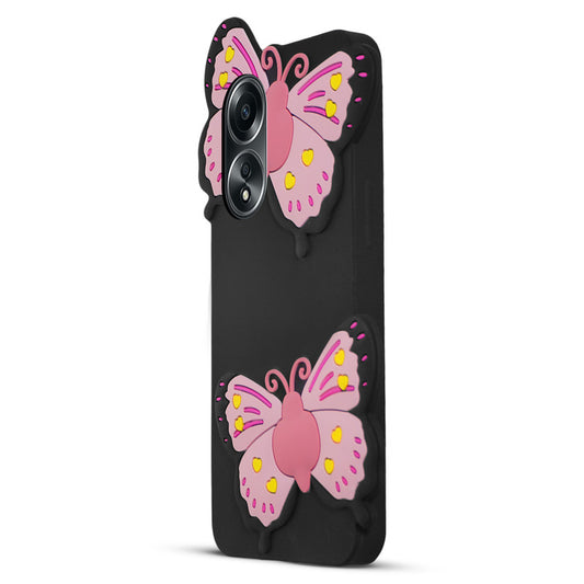 3D Vibrant Butterfly Silicone Phone Case For Oppo A58 4G