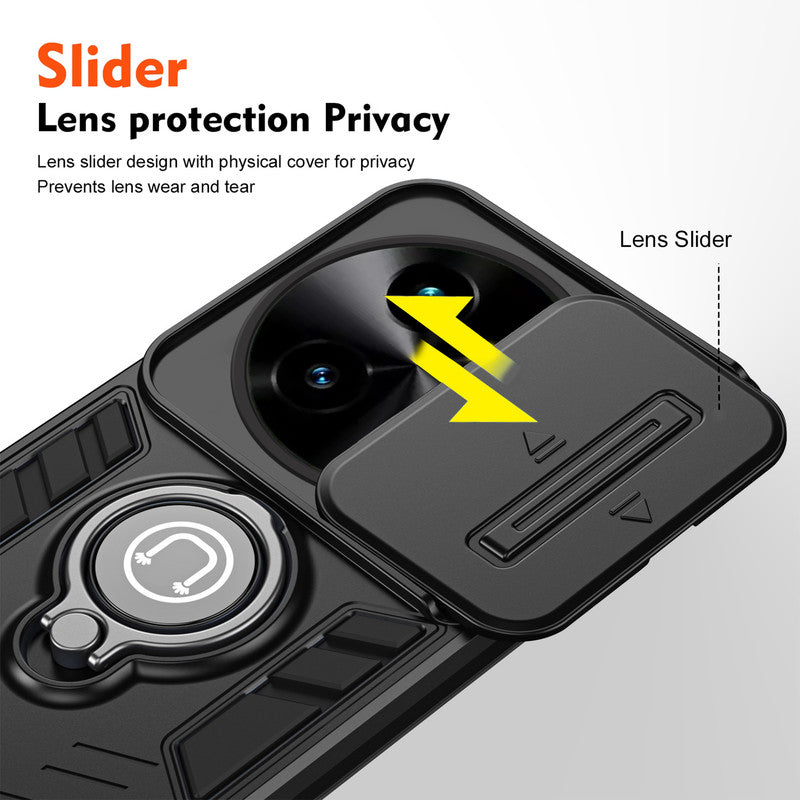 Ultra Rugged Case with Rotating Ring Holder Back Case For Vivo T3x 5G