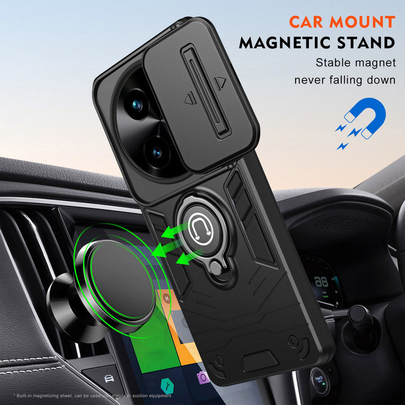 Ultra Rugged Case with Rotating Ring Holder Back Case For Vivo T3x 5G
