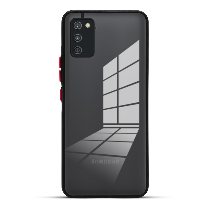 Elegant Smoky Glass Phone Case with Anti-Slip Silicone Edges Back Cover For Samsung A03s
