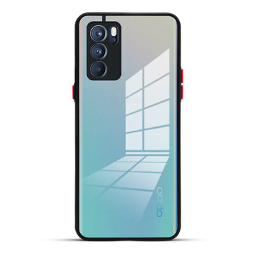 Elegant Smoky Glass Phone Case with Anti-Slip Silicone Edges Back Cover For Oppo Reno 6 Pro 5G