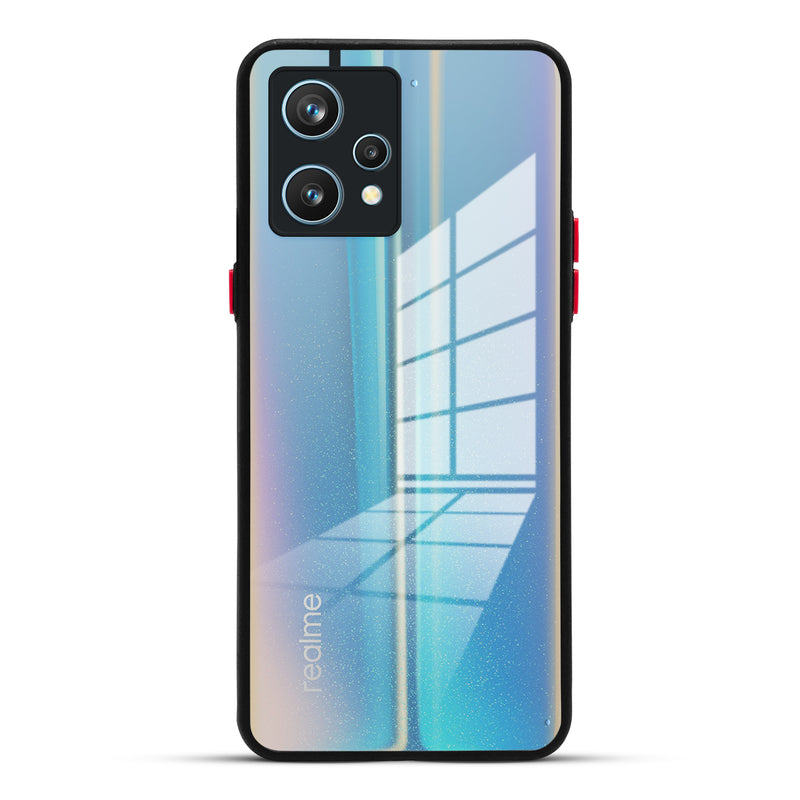 Elegant Smoky Glass Phone Case with Anti-Slip Silicone Edges Back Cover For Realme 9 Pro Plus 5G