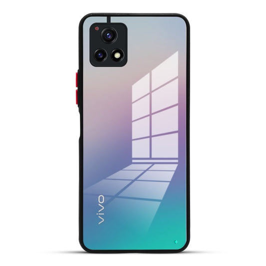 Elegant Smoky Glass Phone Case with Anti-Slip Silicone Edges Back Cover For Vivo Y72 5G