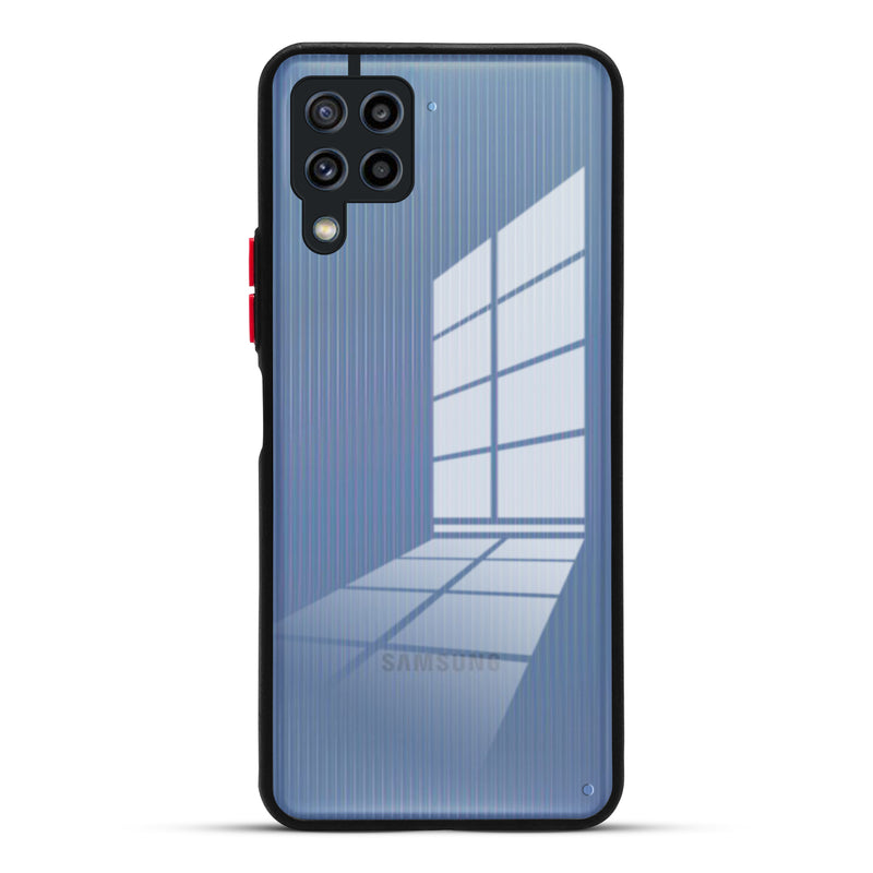 Elegant Smoky Glass Phone Case with Anti-Slip Silicone Edges Back Cover For Samsung F12