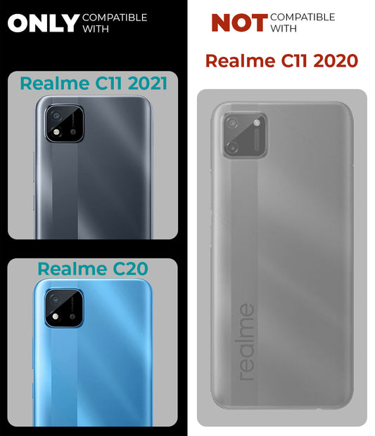 Silicone Frame Transparent Hard Back With Holder Kickstand Case For Realme C20