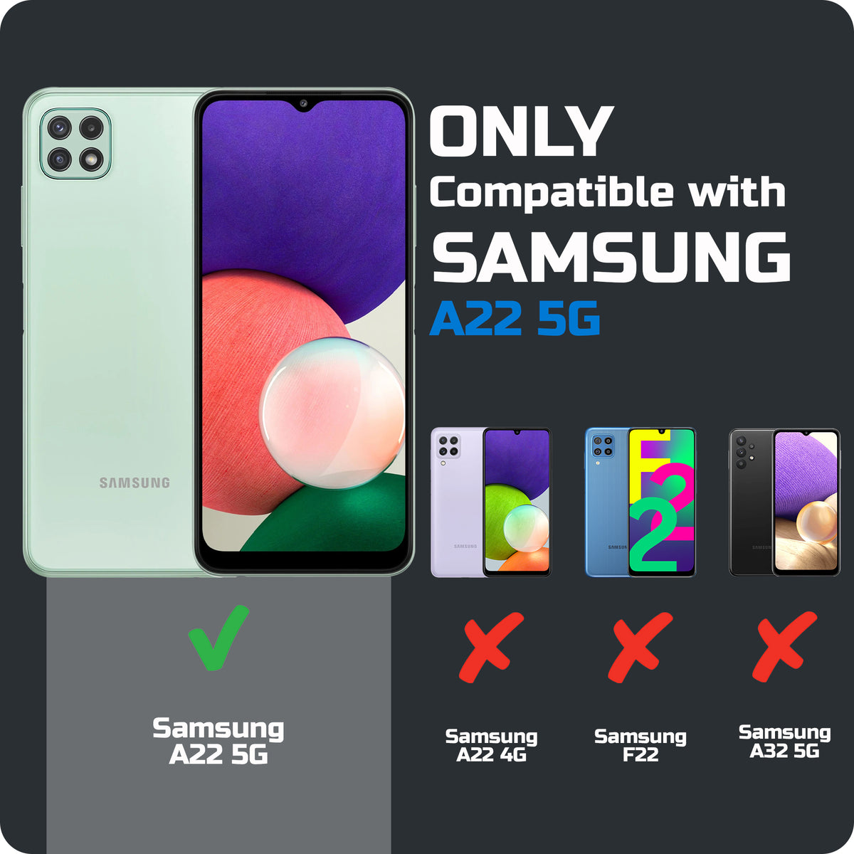 Elegant Smoky Glass Phone Case with Anti-Slip Silicone Edges Back Cover For Samsung A22 5G