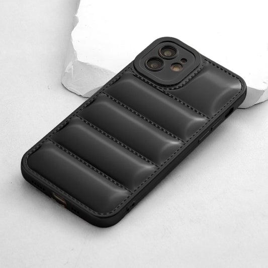 Soft Silicone 3D Puffer Pattern Back Cover for Apple iPhone 12, Shiny Shockproof Protective Case