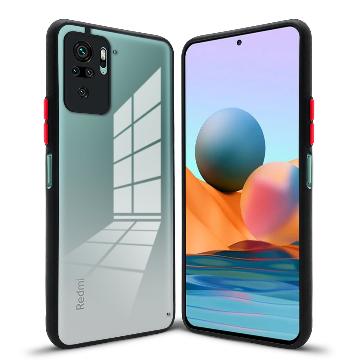 Elegant Smoky Glass Phone Case with Anti-Slip Silicone Edges Back Cover For Redmi Note 10