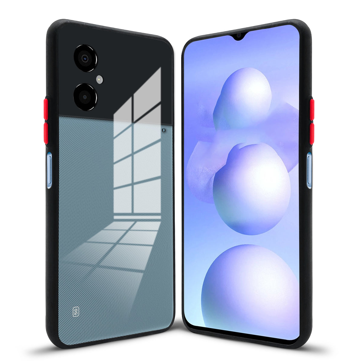 Elegant Smoky Glass Phone Case with Anti-Slip Silicone Edges Back Cover For Poco M4 5G