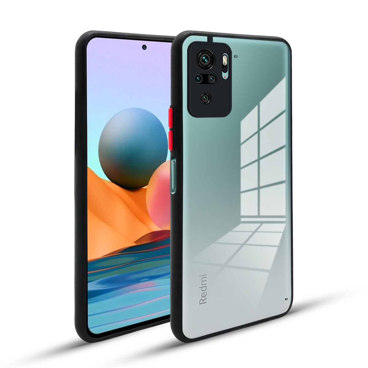 Elegant Smoky Glass Phone Case with Anti-Slip Silicone Edges Back Cover For Redmi Note 10