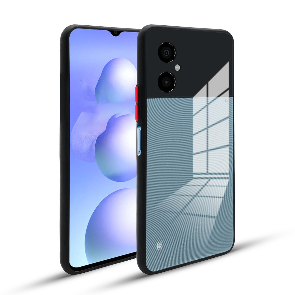 Elegant Smoky Glass Phone Case with Anti-Slip Silicone Edges Back Cover For Poco M4 5G
