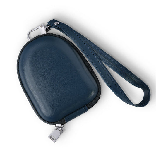 Elegant Leather Zipper Pouch with Wrist Strap, Compact and Stylish Carry Airpods Case
