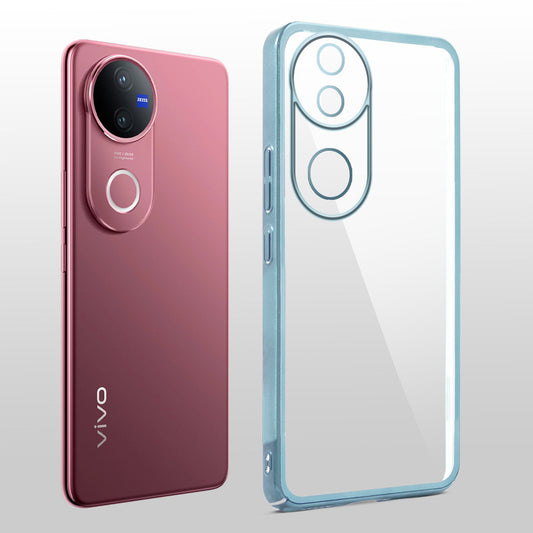Crystal Clear Transparent Premium Shiny colorful Edges Hard Back Case For Vivo V50 5G