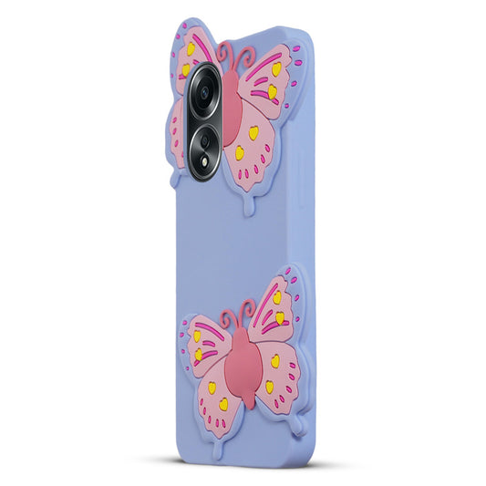 3D Vibrant Butterfly Silicone Phone Case For Oppo A58 4G