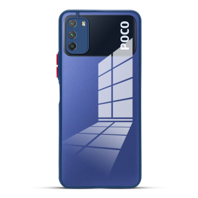 Elegant Smoky Glass Phone Case with Anti-Slip Silicone Edges Back Cover For Poco M3