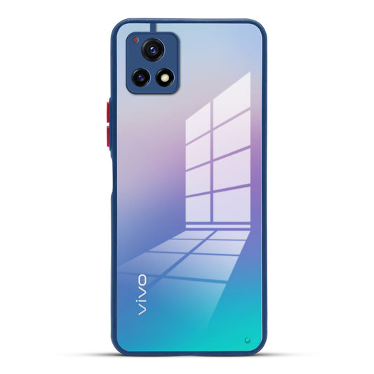 Elegant Smoky Glass Phone Case with Anti-Slip Silicone Edges Back Cover For Vivo Y72 5G