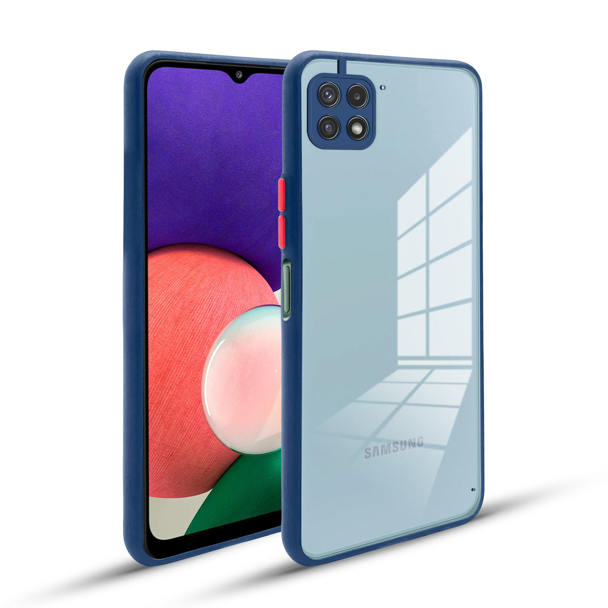 Elegant Smoky Glass Phone Case with Anti-Slip Silicone Edges Back Cover For Samsung A22 5G