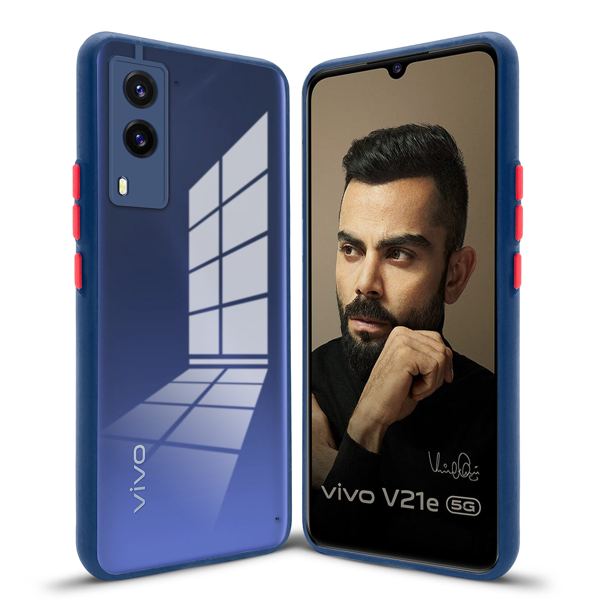 Elegant Smoky Glass Phone Case with Anti-Slip Silicone Edges Back Cover For Vivo V21e 5G