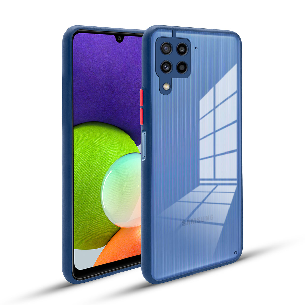 Elegant Smoky Glass Phone Case with Anti-Slip Silicone Edges Back Cover For Samsung A22 4G