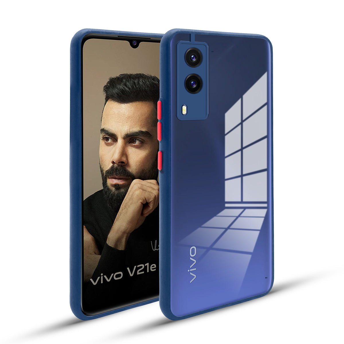 Elegant Smoky Glass Phone Case with Anti-Slip Silicone Edges Back Cover For Vivo V21e 5G
