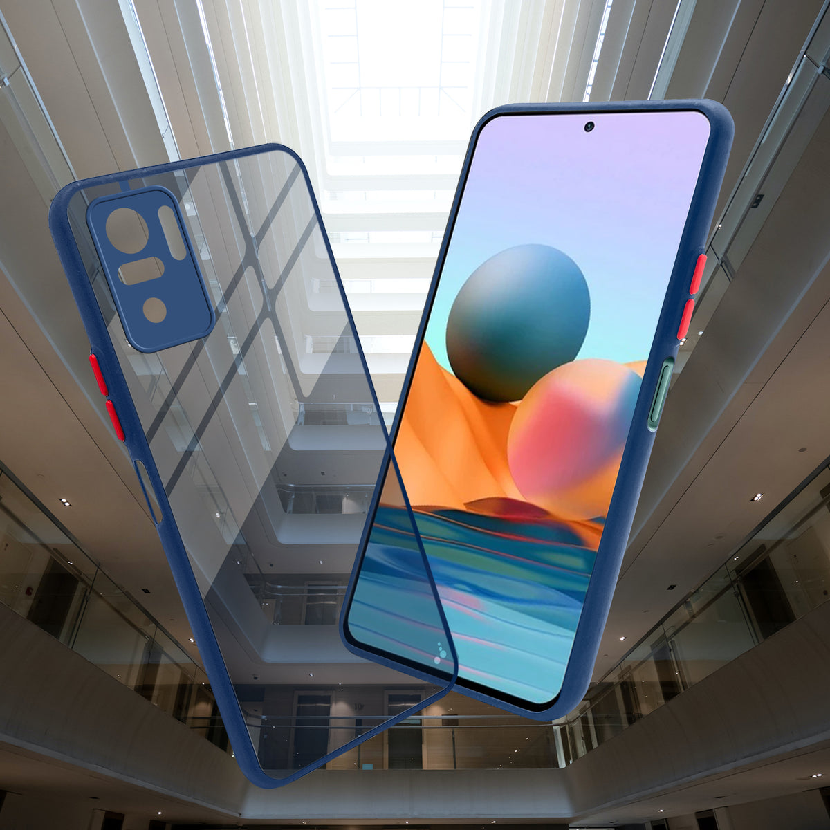 Elegant Smoky Glass Phone Case with Anti-Slip Silicone Edges Back Cover For Redmi Note 10