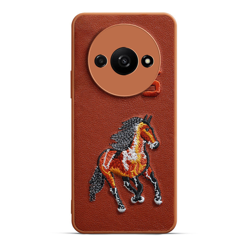 Premium Leather with Exquisite Embroidery for Redmi A3 2024
