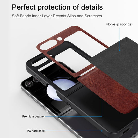 Premium Leather Case Back Cover for Samsung Z Flip 5