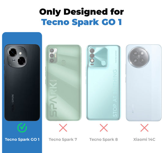 Silicone Frame Transparent Hard Back Ring Stand Case for Tecno Spark GO 1