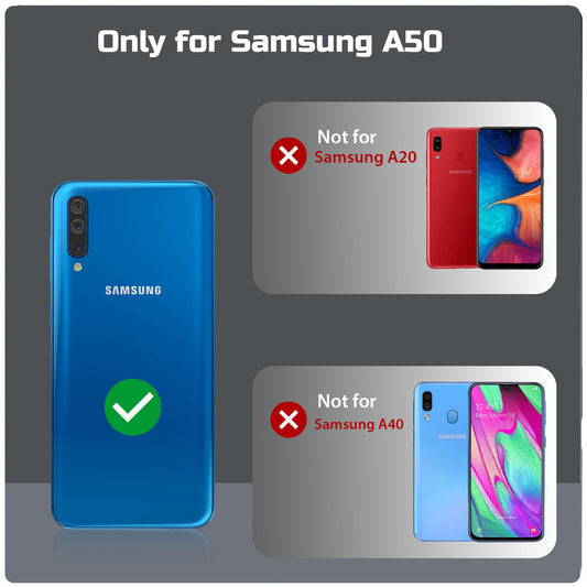 Transparent Back Cover with Silicone frame Matte Ring Holder Kickstand Case For Samsung A50