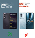 Clear hard back case compatibility guide showing fit for Oppo K13x 5G and not compatible with other models