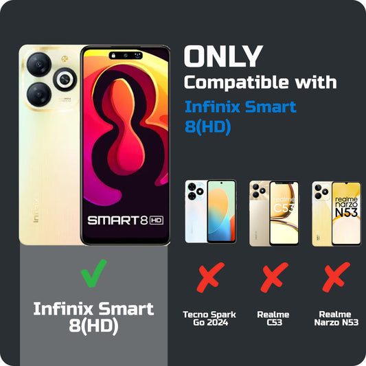 Stylish Edge Protection Back Case For Infinix Smart 8 HD, Acrylic Transparent Hard, Crystal Clear Design