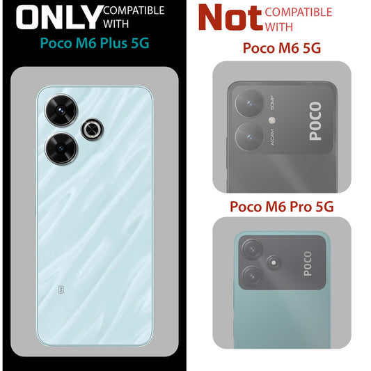 Transparent Back Cover with Silicone frame Matte Ring Holder Kickstand Case For Poco M6 Plus 5G