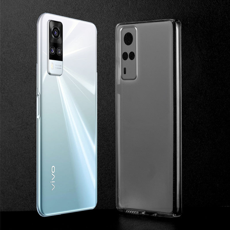 Clear hard back case compatibility guide showing fit for Vivo Y31 2020 and not compatible with other models
