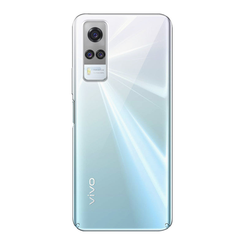 Back view of Vivo Y31 2020 showing camera module and clean rear design with protective case