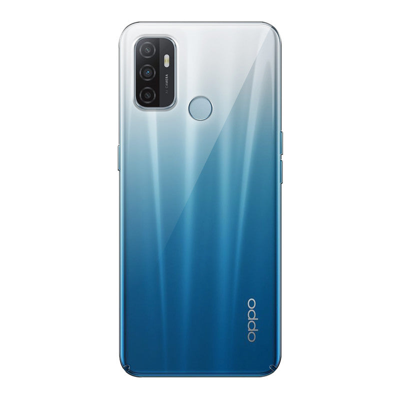 Back view of Oppo A33 2020 showing camera module and clean rear design with protective case