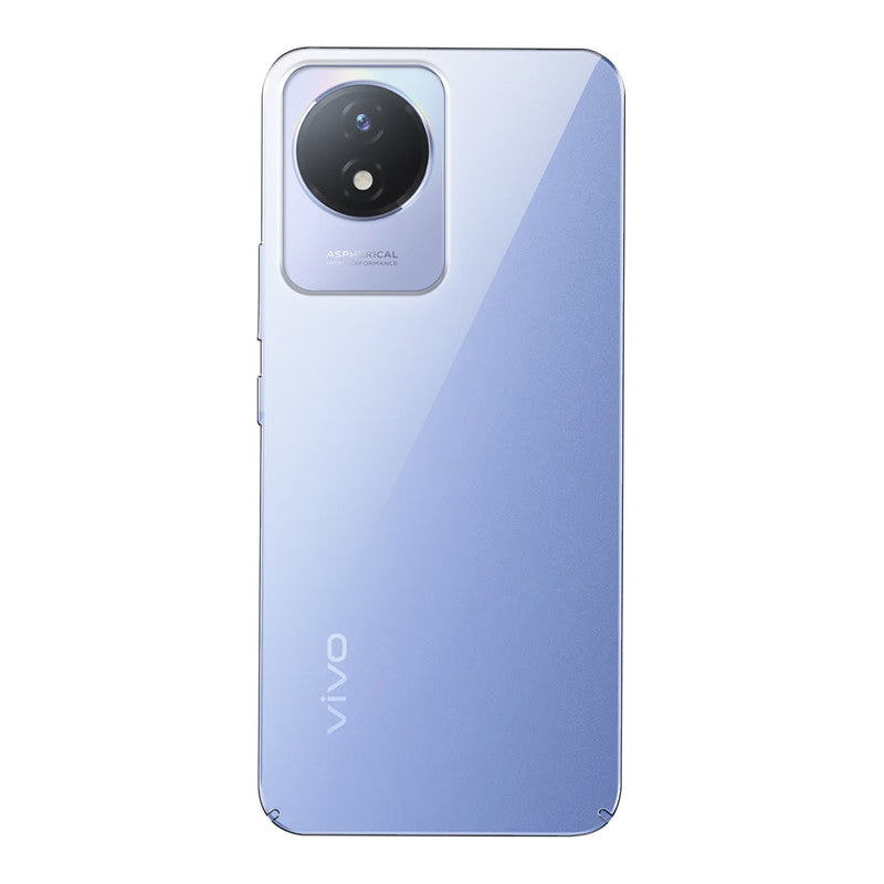 Back view of Vivo Y02T showing camera module and clean rear design with protective case