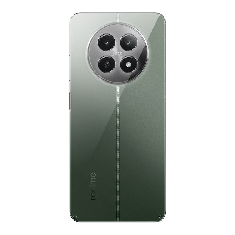 Back view of Realme 12 5G showing camera module and clean rear design with protective case