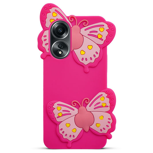 3D Vibrant Butterfly Silicone Phone Case For Oppo A58 4G