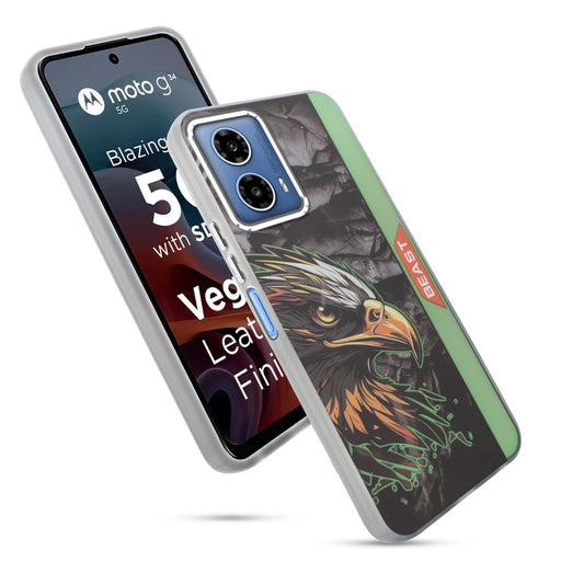 Beast Mode Animal Printed Back Case For Motorola Moto G34 5G With Hard Back & Glow Effect