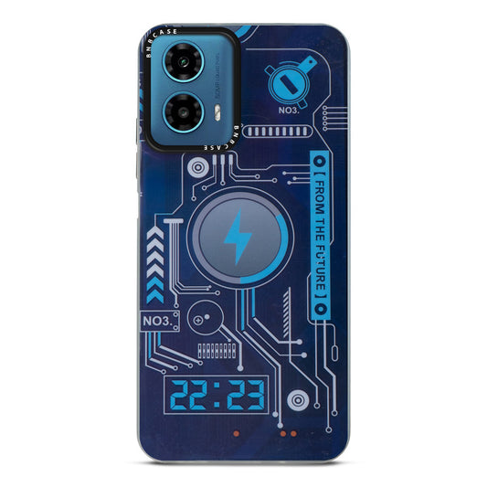 Colorful Reflective Circuit Prints Hard Back Protector Case For Motorola G34 5G