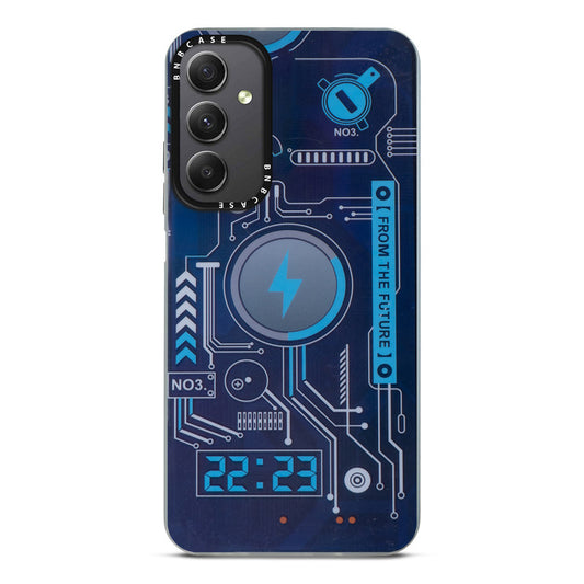 Colorful Reflective Circuit Prints Hard Back Protector Case For Samsung M34 5G