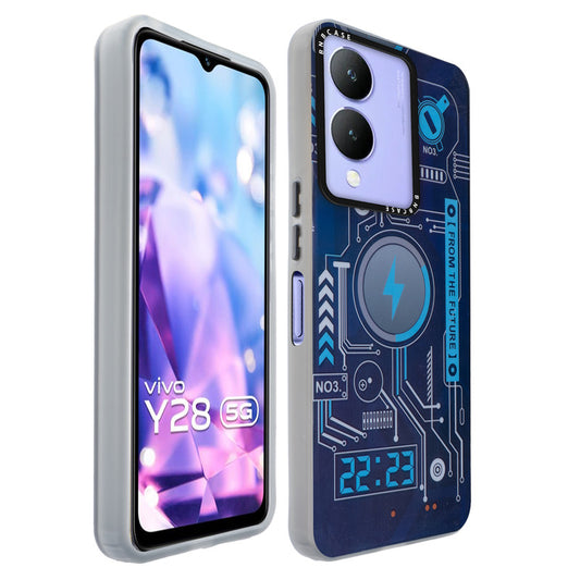 Colorful Reflective Circuit Prints Hard Back Protector Case For Vivo Y28 5G