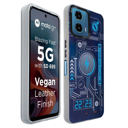 Colorful Reflective Circuit Prints Hard Back Protector Case For Motorola G34 5G