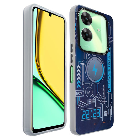 Colorful Reflective Circuit Prints Hard Back Protector Case For Realme C61