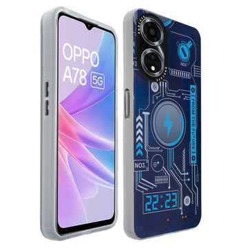 Colorful Reflective Circuit Prints Hard Back Protector Case For Oppo A78 5G