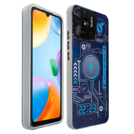 Colorful Reflective Circuit Prints Hard Back Protector Case For Redmi 10C